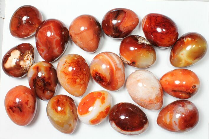 Lot: / to Polished Carnelian Eggs - Pieces #91442